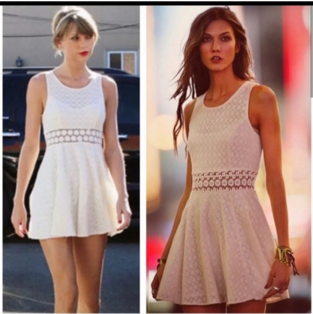 Free People White Daisy Fit & Flare Mini Dress